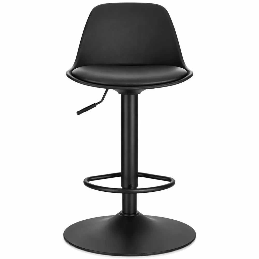 Chaise Haute Réglable et Pivotante, Dossier et Repose-Pieds, Similicuir Noir