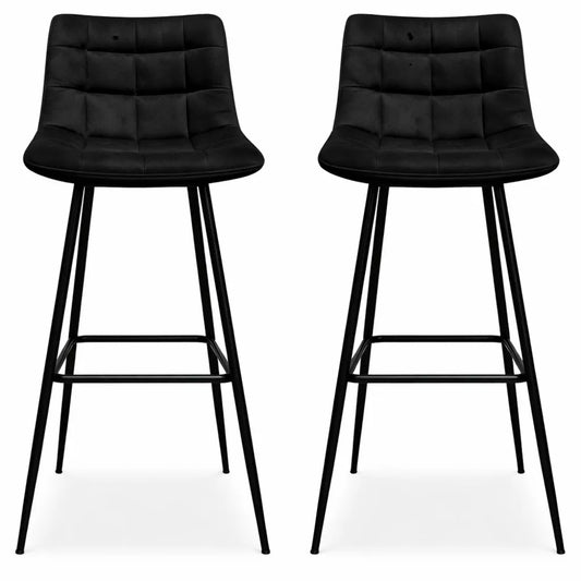 Ensemble de 2 tabourets de bar en velours noir