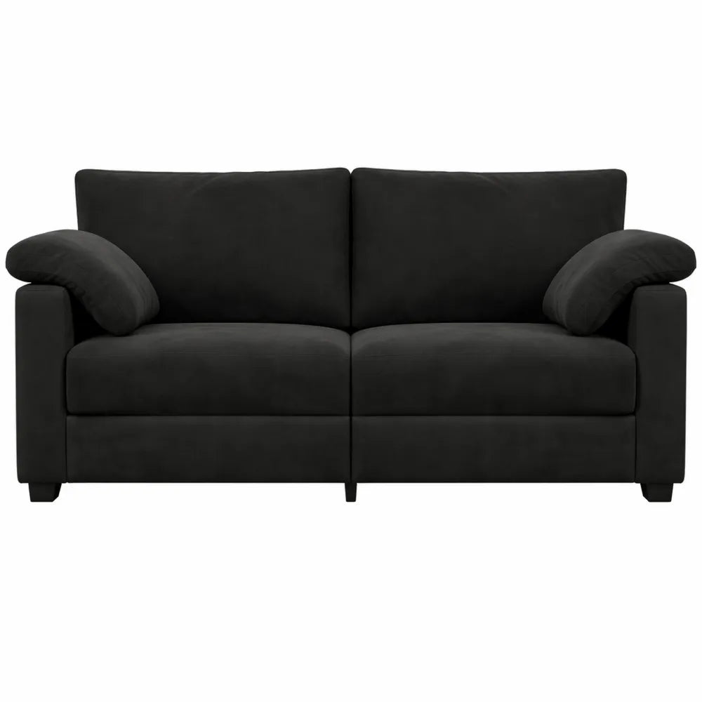 Causeuse en Velours Noir 180x77x82 cm pour Salon