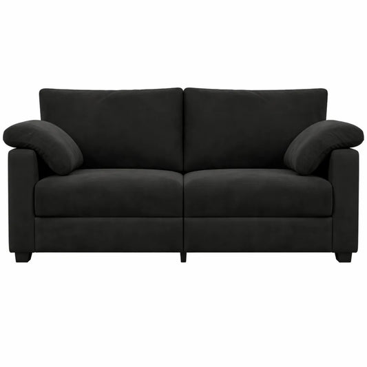 Causeuse en Velours Noir 180x77x82 cm pour Salon