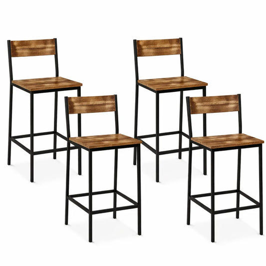 Lot de 4 tabourets de bar avec dossier style industriel
