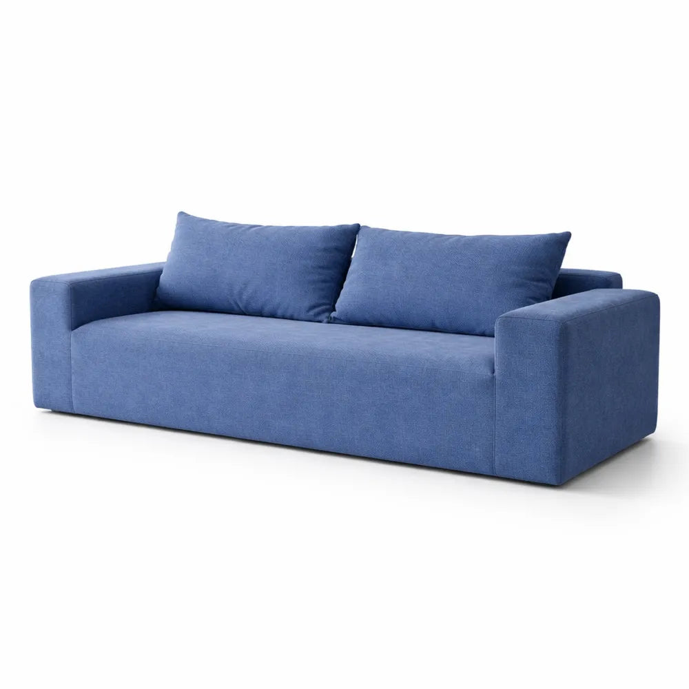 Canapé moderne 2 places, velours bleu marine, sans montage