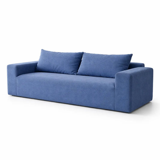 Canapé moderne 2 places, velours bleu marine, sans montage