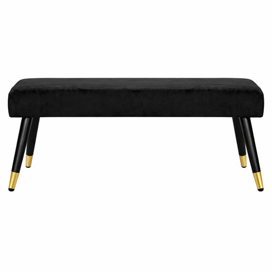 Banquette noire et dorée en velours 100x35x45 cm pour maison