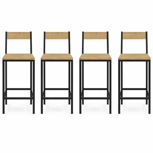 Ensemble de 4 tabourets de bar avec dossier style industriel
