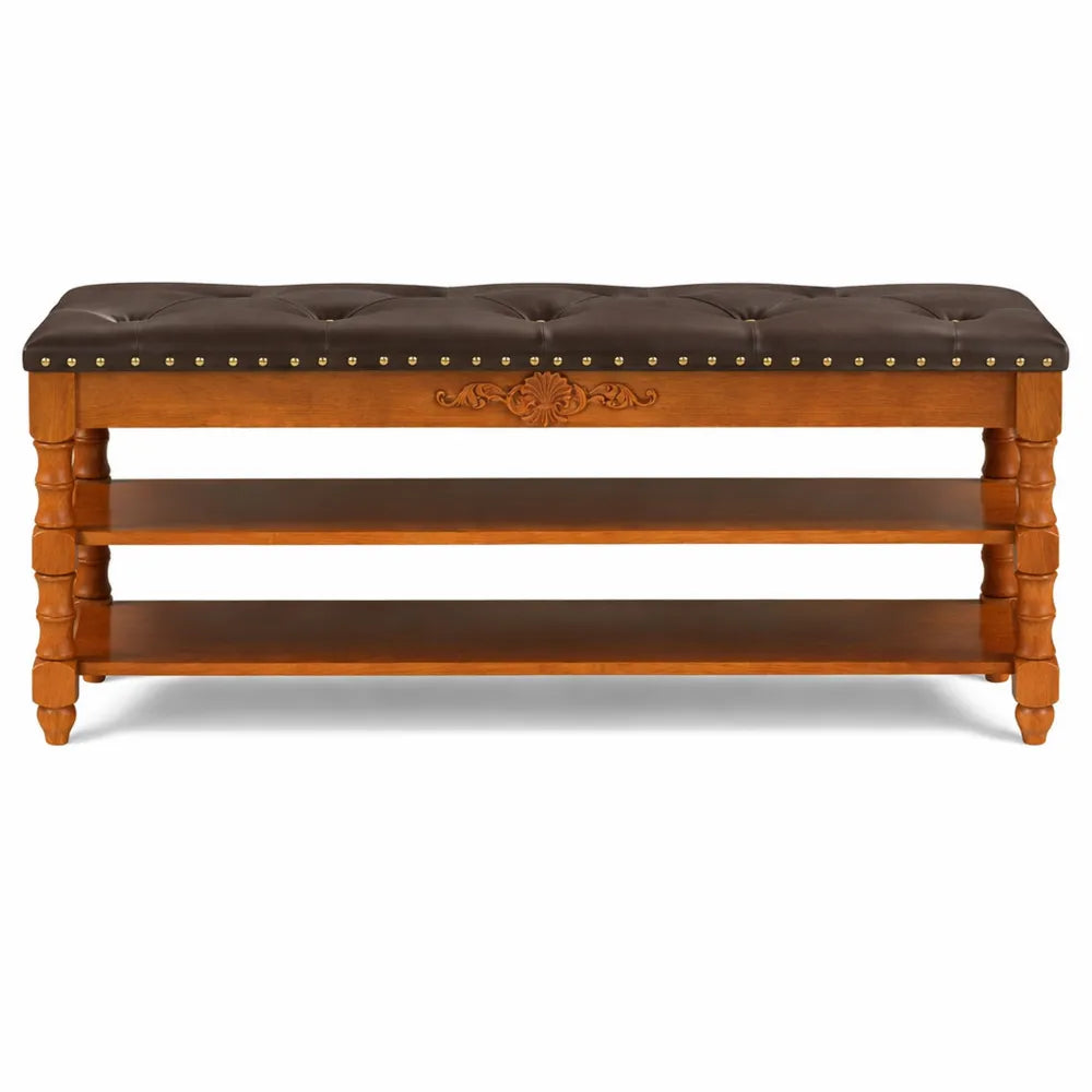 Banc de rangement en bois avec compartiment caché pour entrée