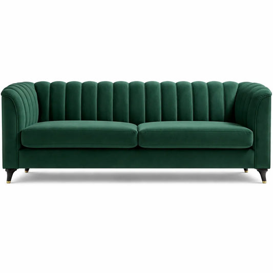 Sofa 3 Places en Velours Vert Émeraude