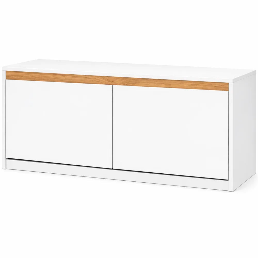 Banc de Rangement à Chaussures avec Abattants et Compartiment Supérieur - Capacité 240 kg - Pour Entrée, Salon, Chambre - 104x30x47cm Blanc